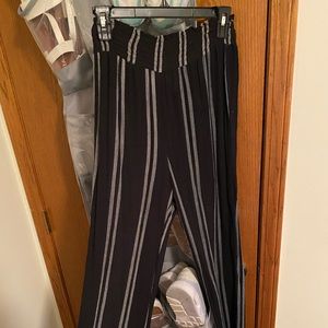 Black and white striped flowy pants